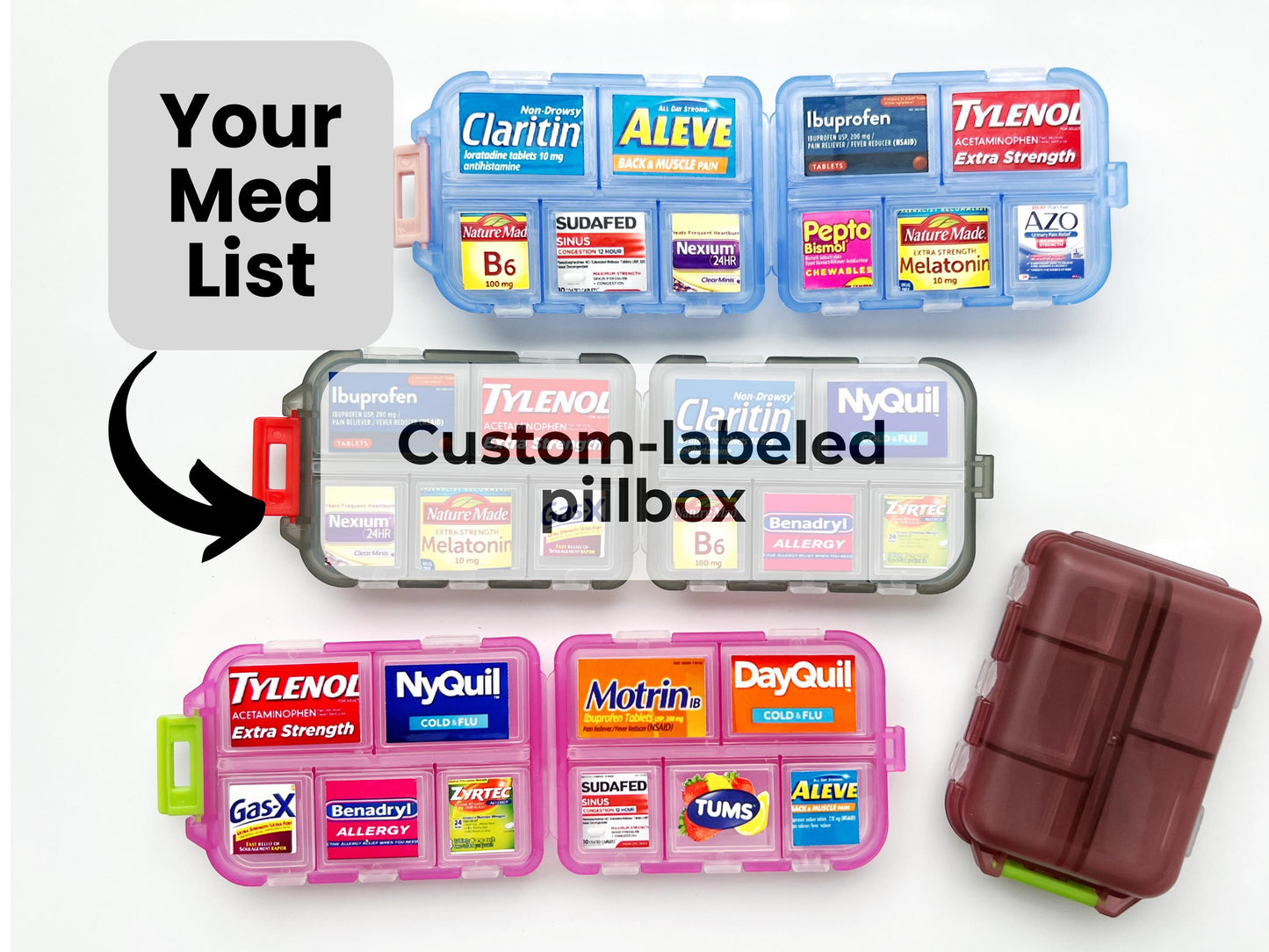 10-Slot Custom Labeled Pillbox
